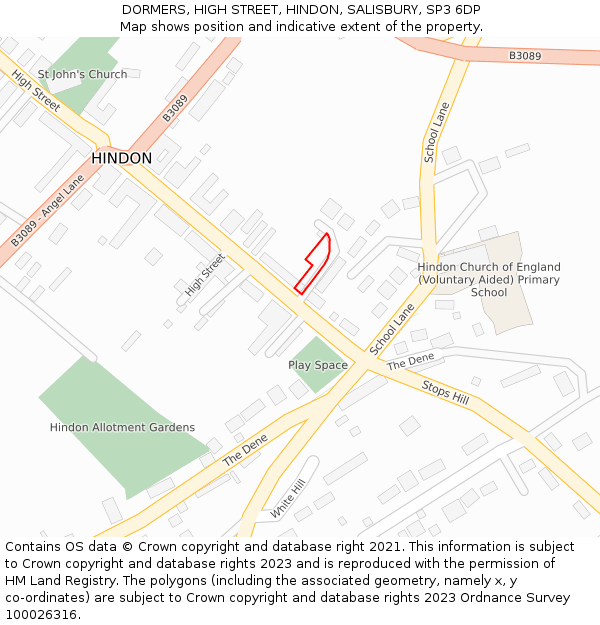 DORMERS, HIGH STREET, HINDON, SALISBURY, SP3 6DP: Location map and indicative extent of plot