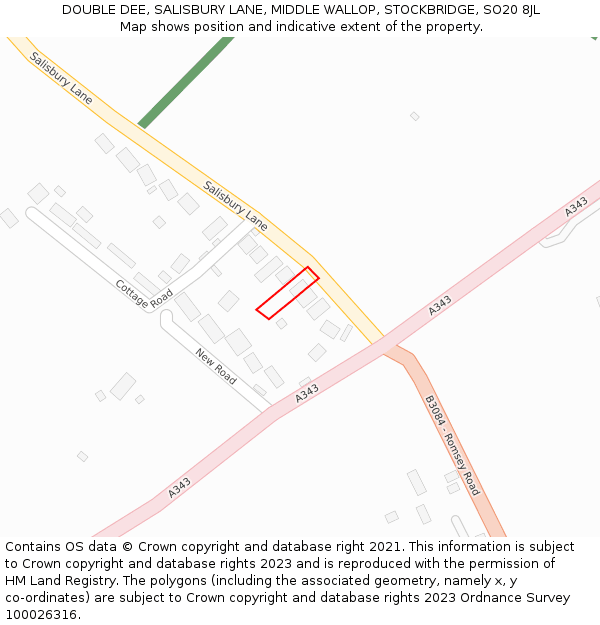 DOUBLE DEE, SALISBURY LANE, MIDDLE WALLOP, STOCKBRIDGE, SO20 8JL: Location map and indicative extent of plot