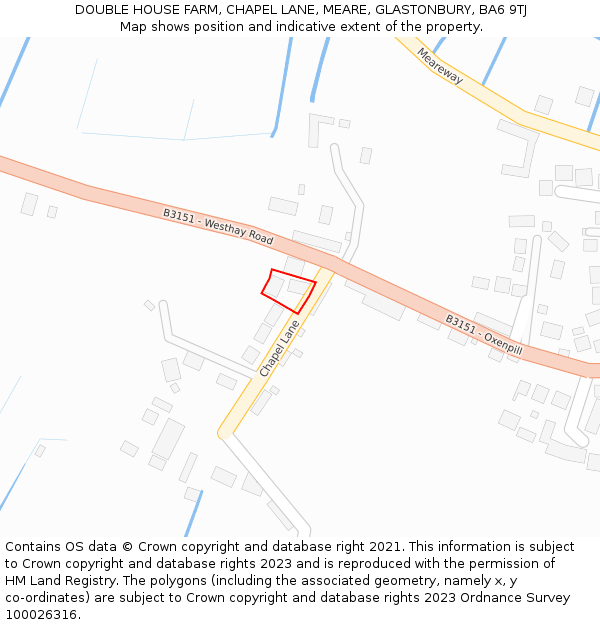 DOUBLE HOUSE FARM, CHAPEL LANE, MEARE, GLASTONBURY, BA6 9TJ: Location map and indicative extent of plot