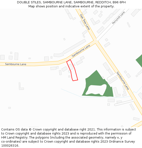 DOUBLE STILES, SAMBOURNE LANE, SAMBOURNE, REDDITCH, B96 6PH: Location map and indicative extent of plot