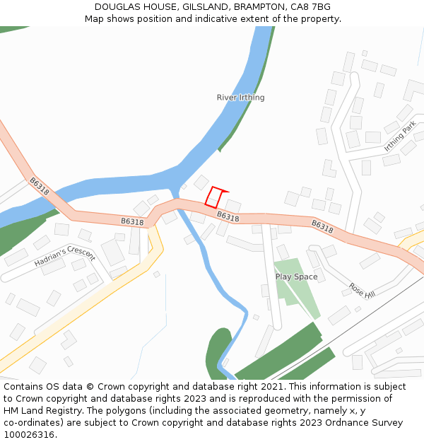DOUGLAS HOUSE, GILSLAND, BRAMPTON, CA8 7BG: Location map and indicative extent of plot