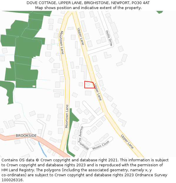 DOVE COTTAGE, UPPER LANE, BRIGHSTONE, NEWPORT, PO30 4AT: Location map and indicative extent of plot