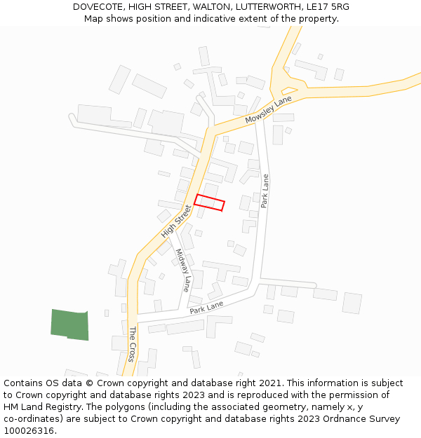 DOVECOTE, HIGH STREET, WALTON, LUTTERWORTH, LE17 5RG: Location map and indicative extent of plot