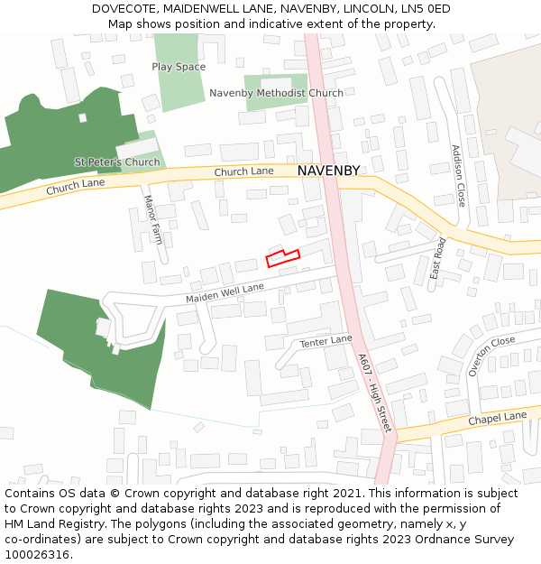 DOVECOTE, MAIDENWELL LANE, NAVENBY, LINCOLN, LN5 0ED: Location map and indicative extent of plot