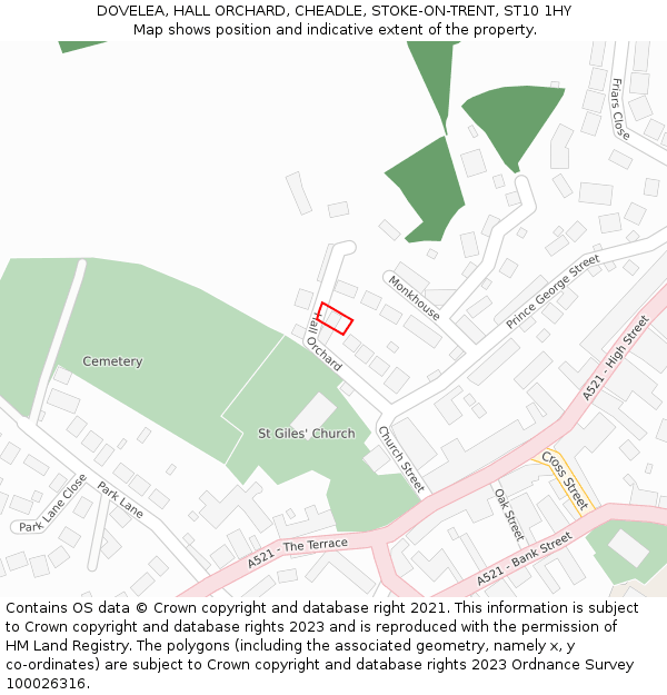 DOVELEA, HALL ORCHARD, CHEADLE, STOKE-ON-TRENT, ST10 1HY: Location map and indicative extent of plot