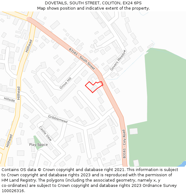 DOVETAILS, SOUTH STREET, COLYTON, EX24 6PS: Location map and indicative extent of plot