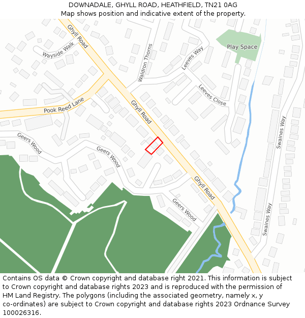 DOWNADALE, GHYLL ROAD, HEATHFIELD, TN21 0AG: Location map and indicative extent of plot