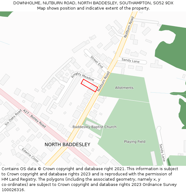 DOWNHOLME, NUTBURN ROAD, NORTH BADDESLEY, SOUTHAMPTON, SO52 9DX: Location map and indicative extent of plot