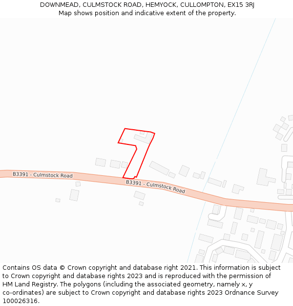 DOWNMEAD, CULMSTOCK ROAD, HEMYOCK, CULLOMPTON, EX15 3RJ: Location map and indicative extent of plot