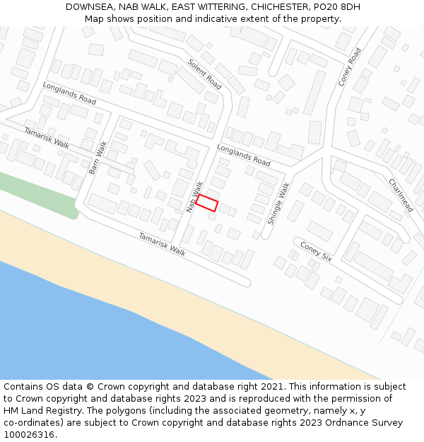 DOWNSEA, NAB WALK, EAST WITTERING, CHICHESTER, PO20 8DH: Location map and indicative extent of plot