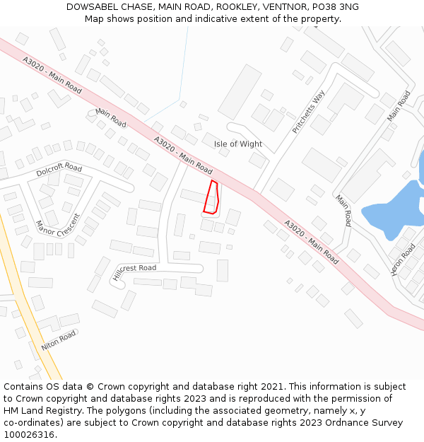 DOWSABEL CHASE, MAIN ROAD, ROOKLEY, VENTNOR, PO38 3NG: Location map and indicative extent of plot