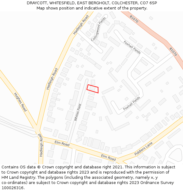 DRAYCOTT, WHITESFIELD, EAST BERGHOLT, COLCHESTER, CO7 6SP: Location map and indicative extent of plot