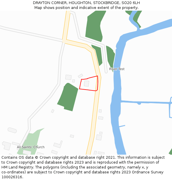 DRAYTON CORNER, HOUGHTON, STOCKBRIDGE, SO20 6LH: Location map and indicative extent of plot