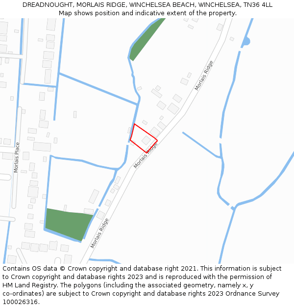 DREADNOUGHT, MORLAIS RIDGE, WINCHELSEA BEACH, WINCHELSEA, TN36 4LL: Location map and indicative extent of plot