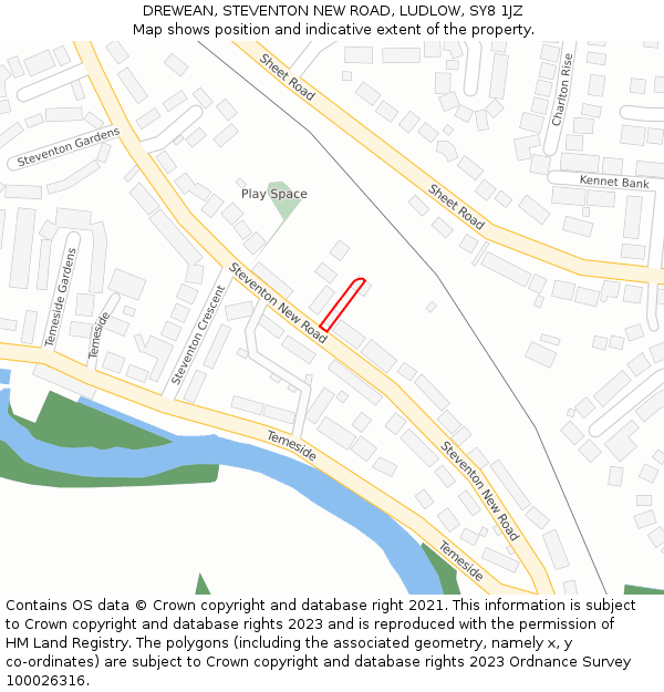 DREWEAN, STEVENTON NEW ROAD, LUDLOW, SY8 1JZ: Location map and indicative extent of plot