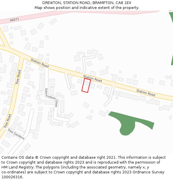 DREWTON, STATION ROAD, BRAMPTON, CA8 1EX: Location map and indicative extent of plot