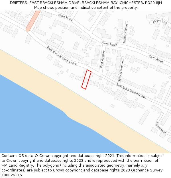 DRIFTERS, EAST BRACKLESHAM DRIVE, BRACKLESHAM BAY, CHICHESTER, PO20 8JH: Location map and indicative extent of plot