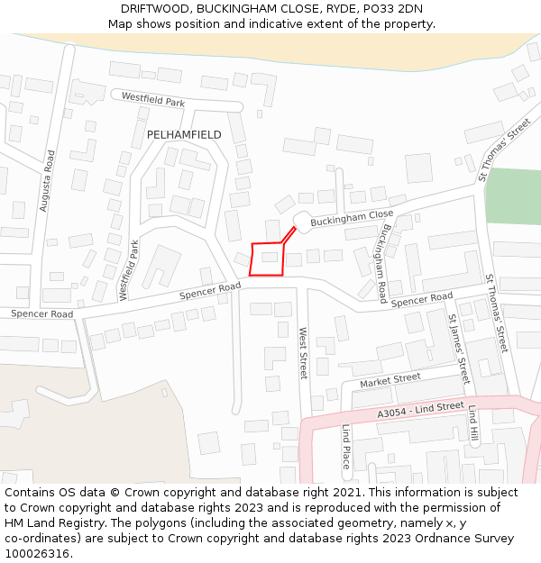 DRIFTWOOD, BUCKINGHAM CLOSE, RYDE, PO33 2DN: Location map and indicative extent of plot