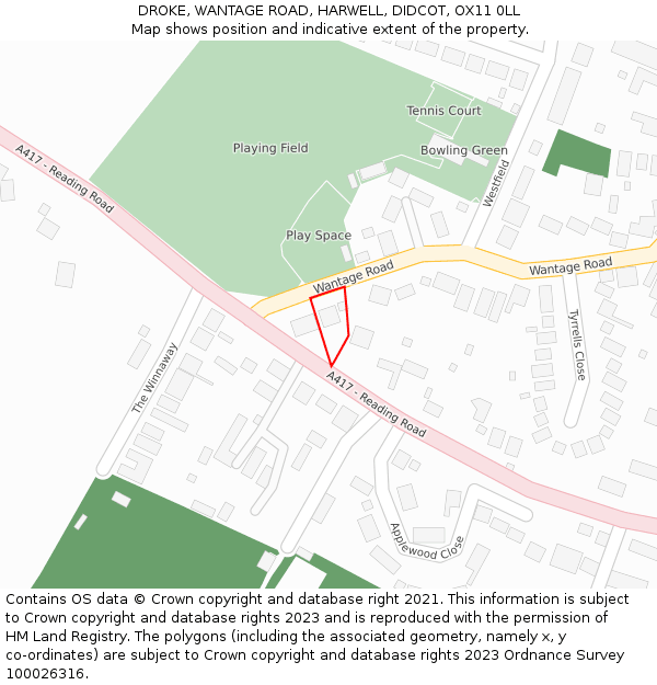 DROKE, WANTAGE ROAD, HARWELL, DIDCOT, OX11 0LL: Location map and indicative extent of plot