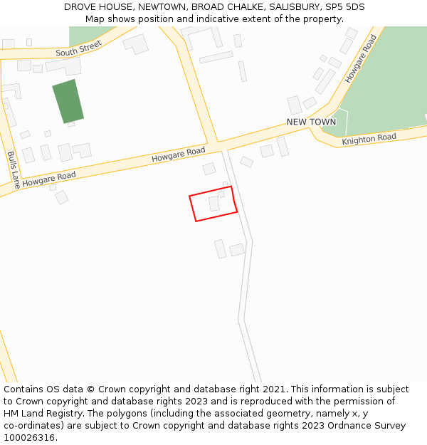 DROVE HOUSE, NEWTOWN, BROAD CHALKE, SALISBURY, SP5 5DS: Location map and indicative extent of plot