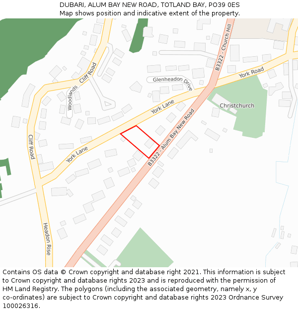 DUBARI, ALUM BAY NEW ROAD, TOTLAND BAY, PO39 0ES: Location map and indicative extent of plot