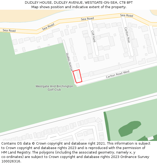 DUDLEY HOUSE, DUDLEY AVENUE, WESTGATE-ON-SEA, CT8 8PT: Location map and indicative extent of plot