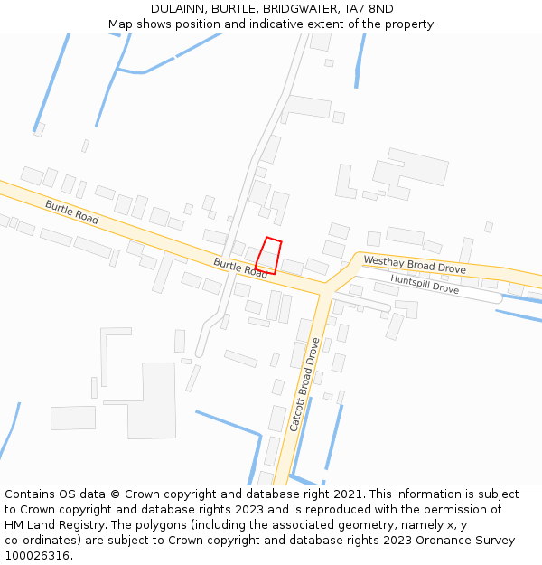 DULAINN, BURTLE, BRIDGWATER, TA7 8ND: Location map and indicative extent of plot