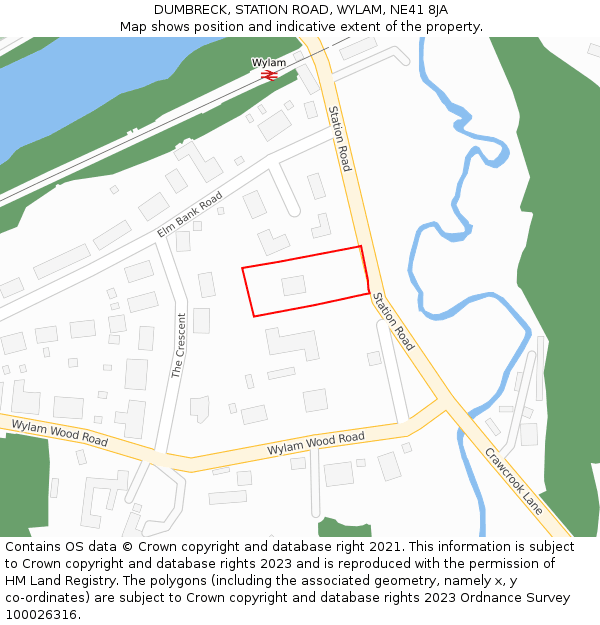 DUMBRECK, STATION ROAD, WYLAM, NE41 8JA: Location map and indicative extent of plot