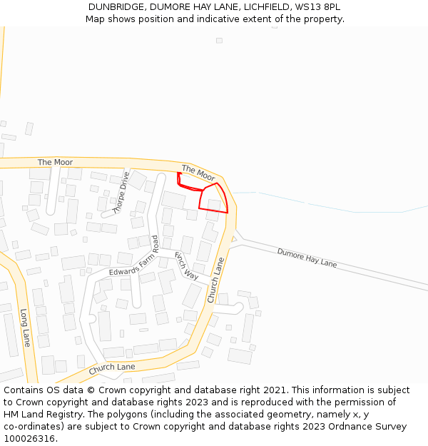 DUNBRIDGE, DUMORE HAY LANE, LICHFIELD, WS13 8PL: Location map and indicative extent of plot