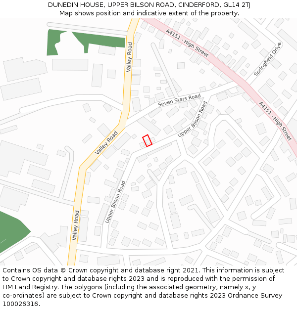 DUNEDIN HOUSE, UPPER BILSON ROAD, CINDERFORD, GL14 2TJ: Location map and indicative extent of plot