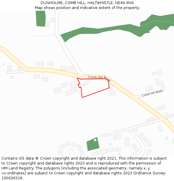 DUNHOLME, COMB HILL, HALTWHISTLE, NE49 9NS: Location map and indicative extent of plot