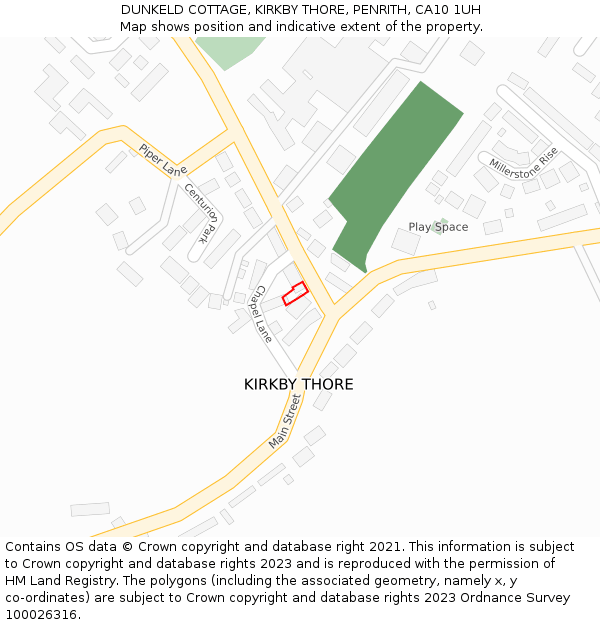 DUNKELD COTTAGE, KIRKBY THORE, PENRITH, CA10 1UH: Location map and indicative extent of plot
