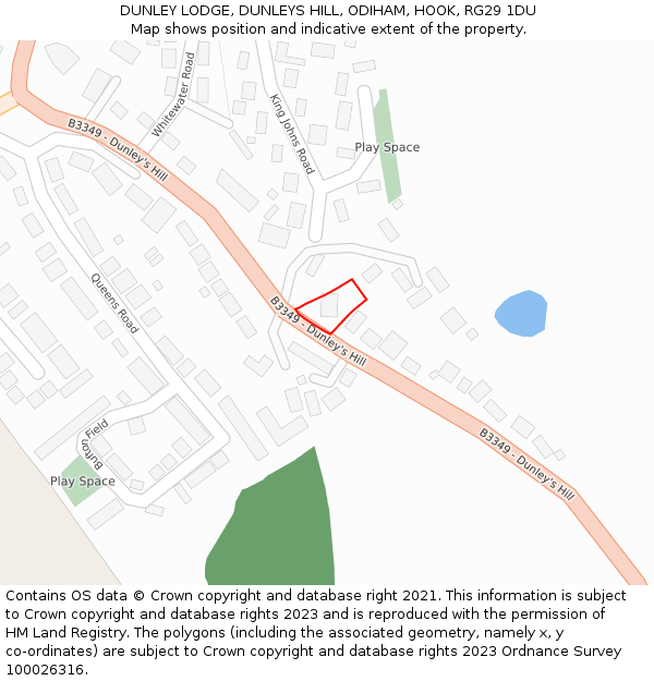 DUNLEY LODGE, DUNLEYS HILL, ODIHAM, HOOK, RG29 1DU: Location map and indicative extent of plot