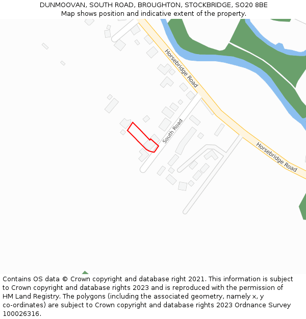 DUNMOOVAN, SOUTH ROAD, BROUGHTON, STOCKBRIDGE, SO20 8BE: Location map and indicative extent of plot