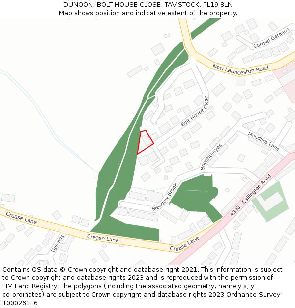 DUNOON, BOLT HOUSE CLOSE, TAVISTOCK, PL19 8LN: Location map and indicative extent of plot