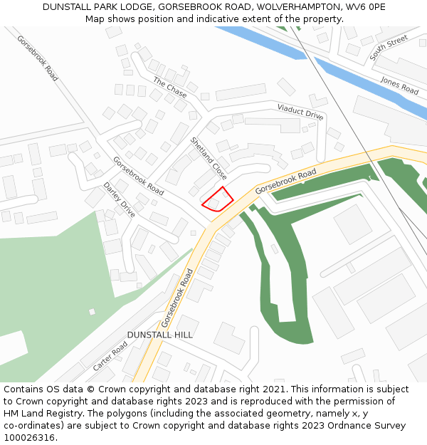 DUNSTALL PARK LODGE, GORSEBROOK ROAD, WOLVERHAMPTON, WV6 0PE: Location map and indicative extent of plot