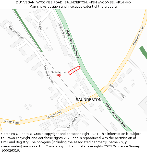 DUNVEGAN, WYCOMBE ROAD, SAUNDERTON, HIGH WYCOMBE, HP14 4HX: Location map and indicative extent of plot