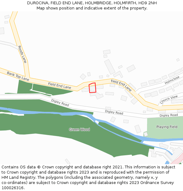 DUROCINA, FIELD END LANE, HOLMBRIDGE, HOLMFIRTH, HD9 2NH: Location map and indicative extent of plot