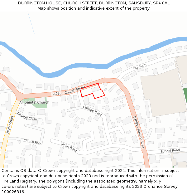 DURRINGTON HOUSE, CHURCH STREET, DURRINGTON, SALISBURY, SP4 8AL: Location map and indicative extent of plot
