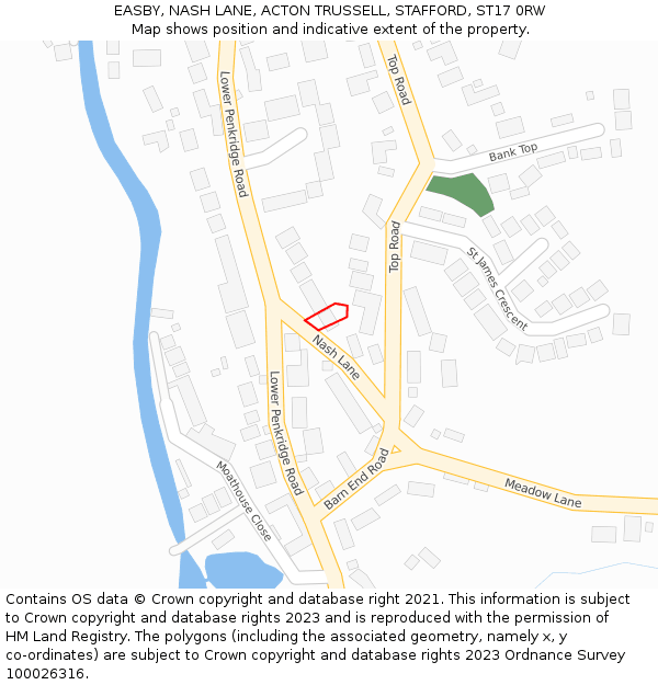 EASBY, NASH LANE, ACTON TRUSSELL, STAFFORD, ST17 0RW: Location map and indicative extent of plot