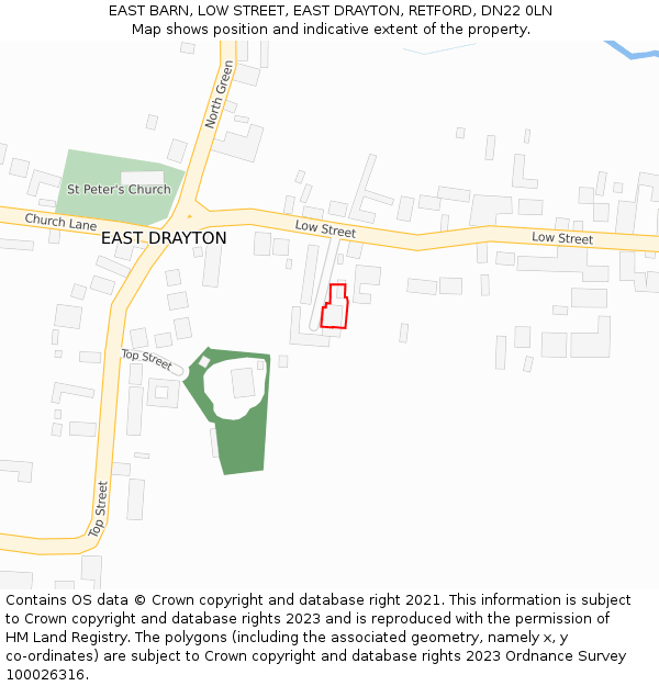 EAST BARN, LOW STREET, EAST DRAYTON, RETFORD, DN22 0LN: Location map and indicative extent of plot