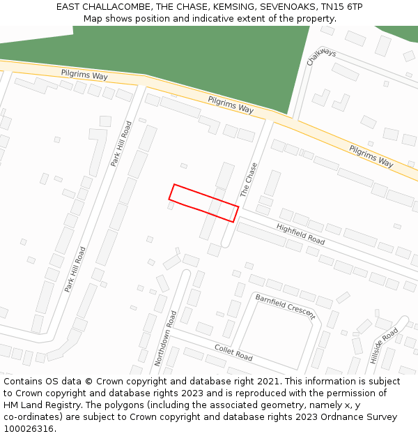 EAST CHALLACOMBE, THE CHASE, KEMSING, SEVENOAKS, TN15 6TP: Location map and indicative extent of plot