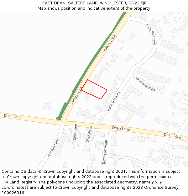 EAST DEAN, SALTERS LANE, WINCHESTER, SO22 5JP: Location map and indicative extent of plot