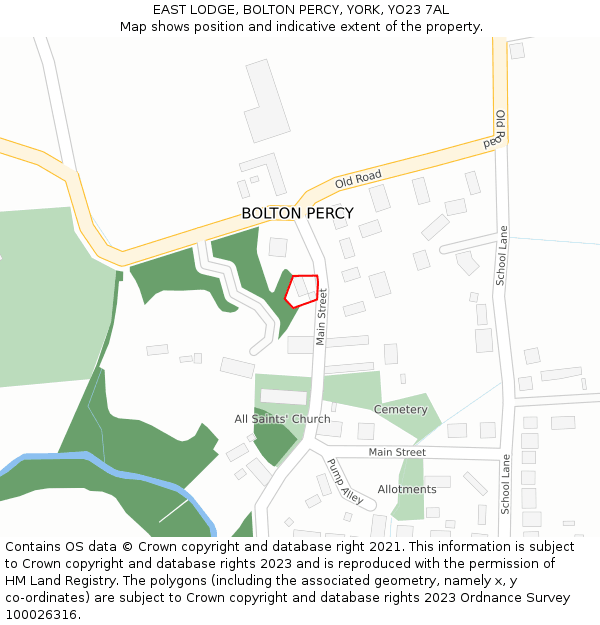 EAST LODGE, BOLTON PERCY, YORK, YO23 7AL: Location map and indicative extent of plot