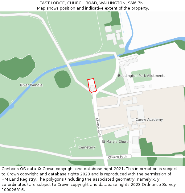 EAST LODGE, CHURCH ROAD, WALLINGTON, SM6 7NH: Location map and indicative extent of plot