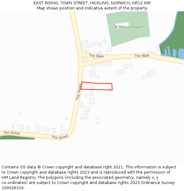 EAST RISING, TOWN STREET, HICKLING, NORWICH, NR12 0AY: Location map and indicative extent of plot