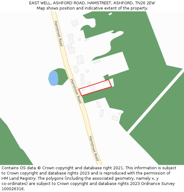 EAST WELL, ASHFORD ROAD, HAMSTREET, ASHFORD, TN26 2EW: Location map and indicative extent of plot