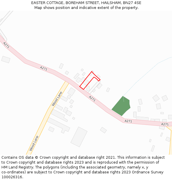 EASTER COTTAGE, BOREHAM STREET, HAILSHAM, BN27 4SE: Location map and indicative extent of plot