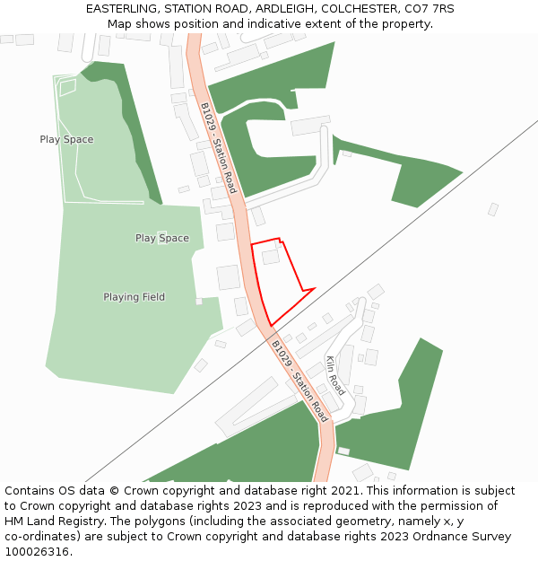 EASTERLING, STATION ROAD, ARDLEIGH, COLCHESTER, CO7 7RS: Location map and indicative extent of plot