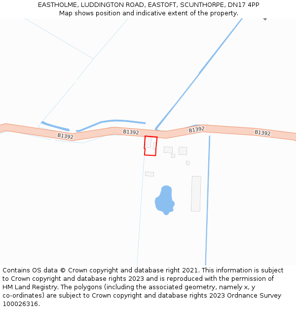 EASTHOLME, LUDDINGTON ROAD, EASTOFT, SCUNTHORPE, DN17 4PP: Location map and indicative extent of plot